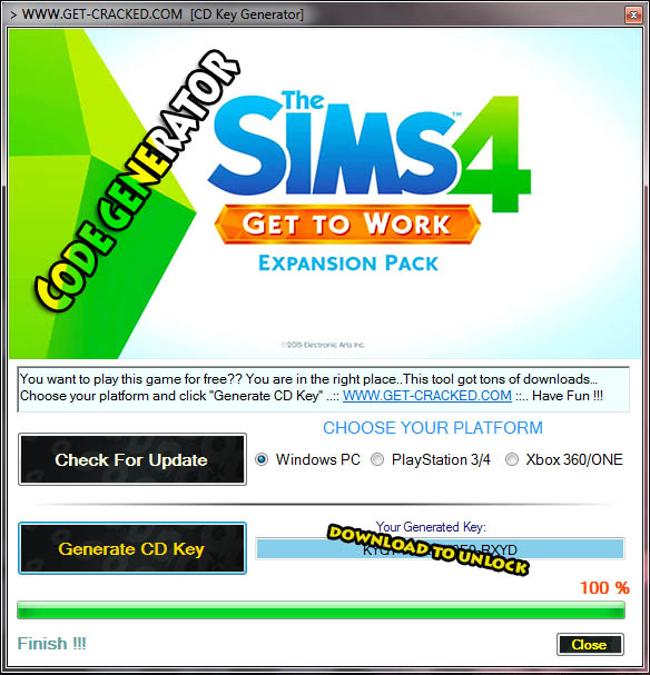 sims 4 get to work product code free